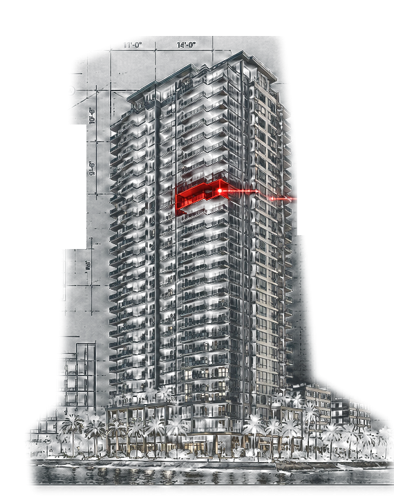 South Florida luxury high-rise property represented as both a built structure and technical architectural record
