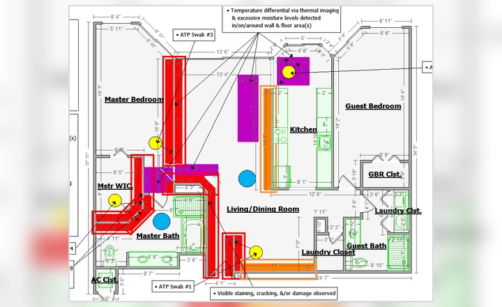 Detailed Apex floor plan used to document affected areas