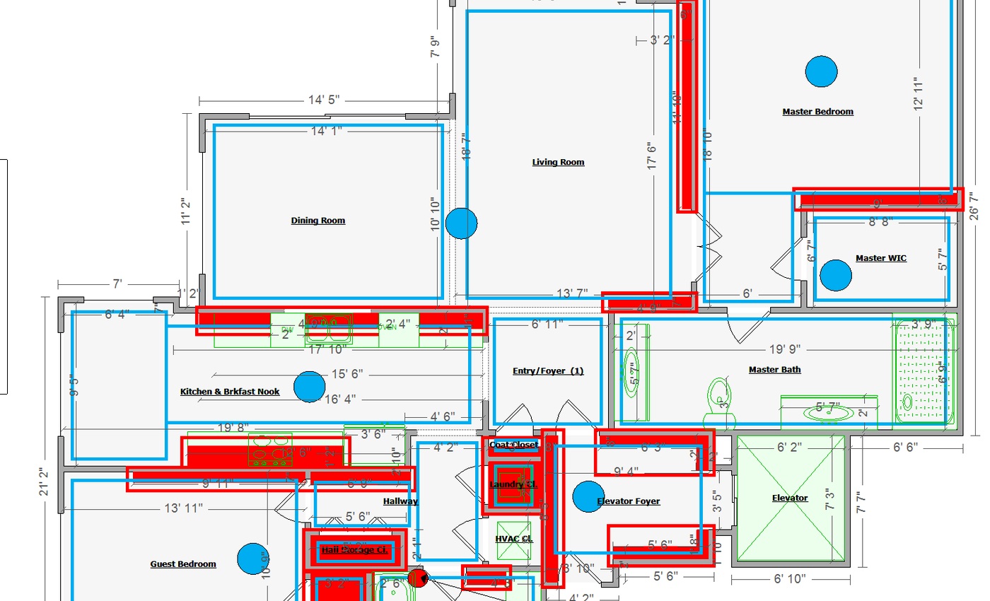 Detailed Apex floor-plan documentation connecting field findings and areas of concern